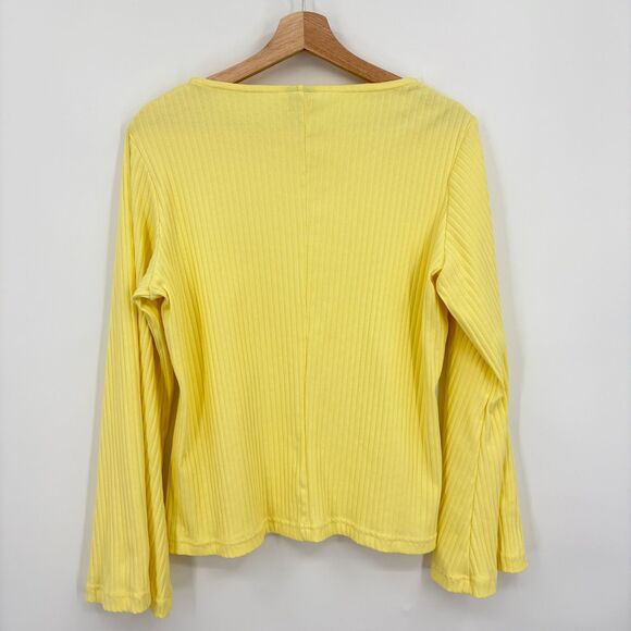 Nike Sportswear Ribbed Jersey Long Bell Sleeve Top, Sz Med, Yellow Athleisure - Picture 4 of 11